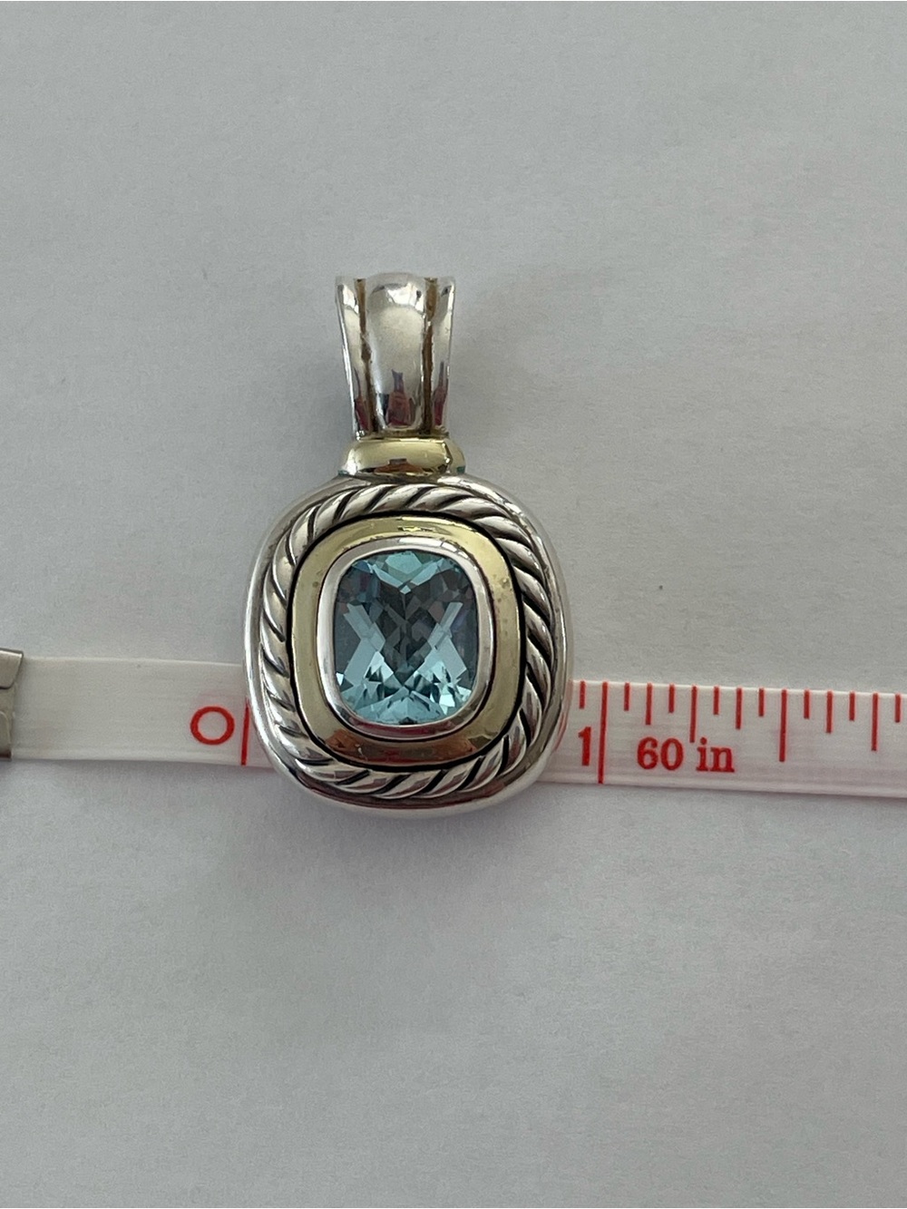 David Yurman Large Classic Blue Topaz Albion Enhancer - Picture 9 of 9